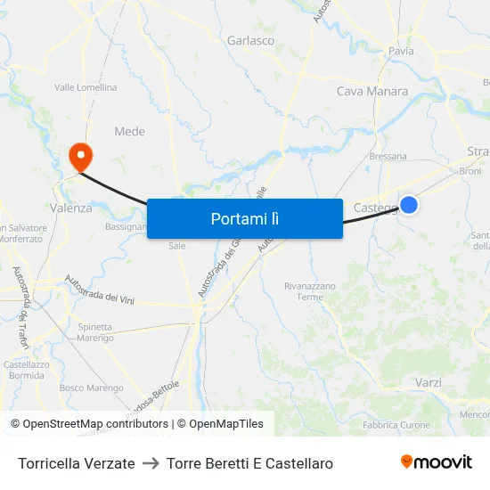 Torricella Verzate to Torre Beretti E Castellaro map