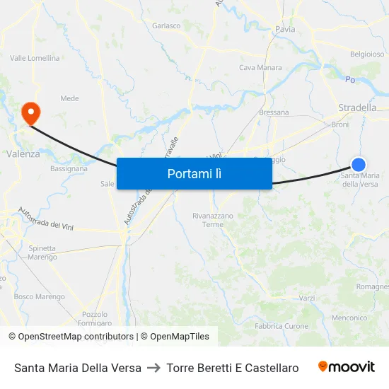 Santa Maria Della Versa to Torre Beretti E Castellaro map