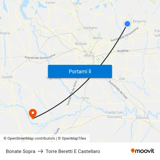 Bonate Sopra to Torre Beretti E Castellaro map
