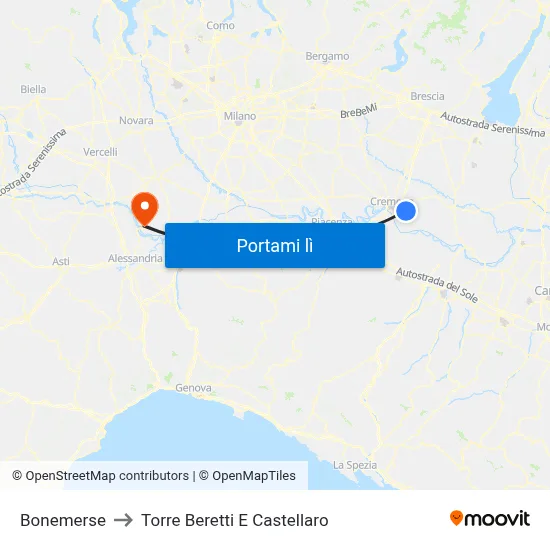 Bonemerse to Torre Beretti E Castellaro map
