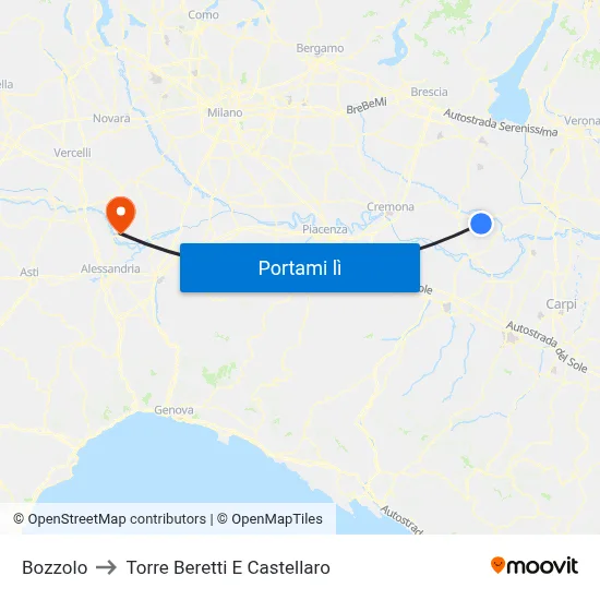 Bozzolo to Torre Beretti E Castellaro map
