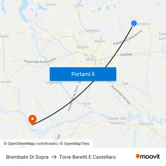 Brembate Di Sopra to Torre Beretti E Castellaro map