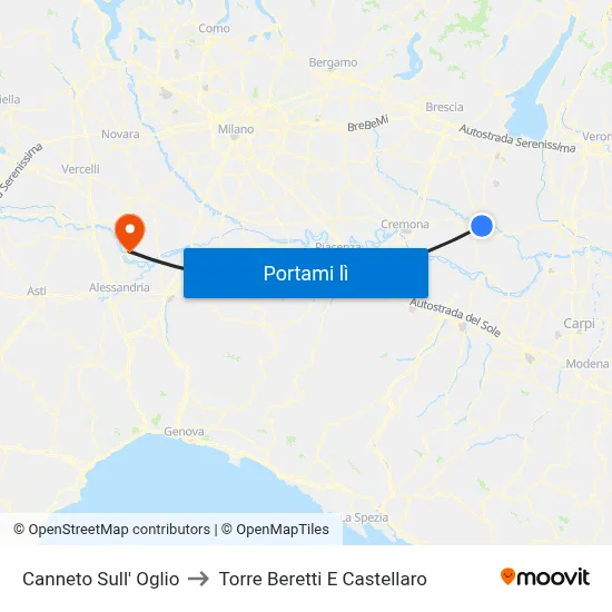 Canneto Sull' Oglio to Torre Beretti E Castellaro map