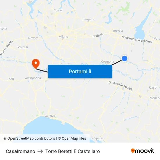 Casalromano to Torre Beretti E Castellaro map