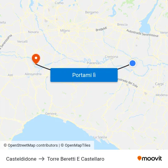 Casteldidone to Torre Beretti E Castellaro map