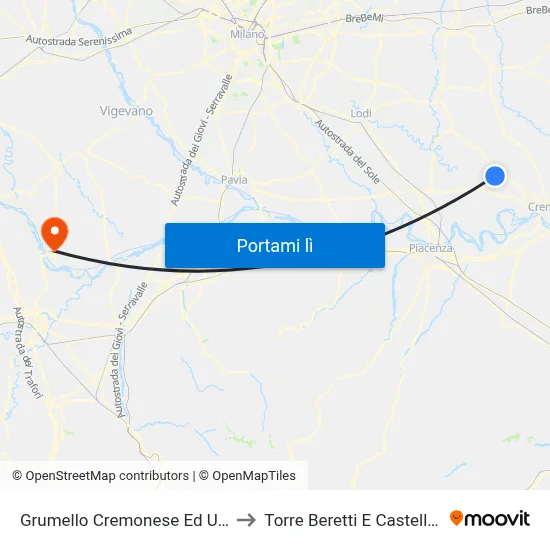 Grumello Cremonese Ed Uniti to Torre Beretti E Castellaro map