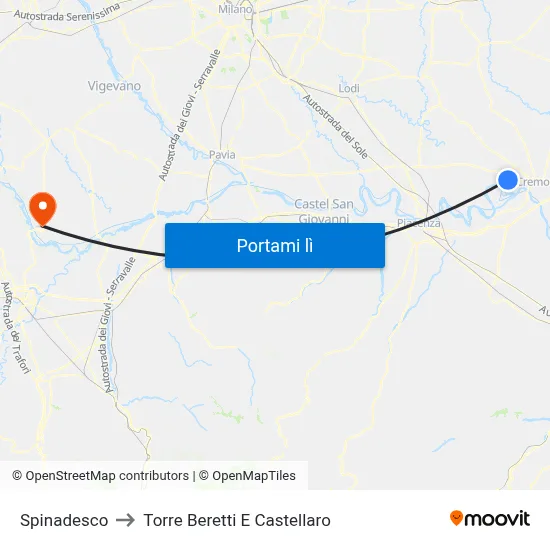 Spinadesco to Torre Beretti E Castellaro map