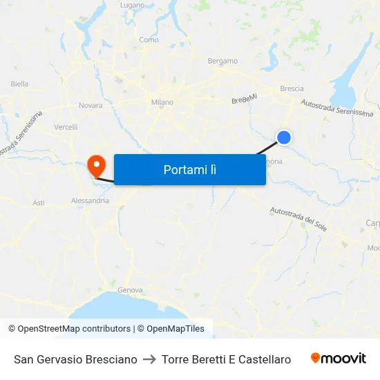 San Gervasio Bresciano to Torre Beretti E Castellaro map