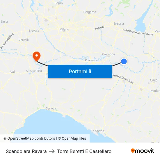 Scandolara Ravara to Torre Beretti E Castellaro map