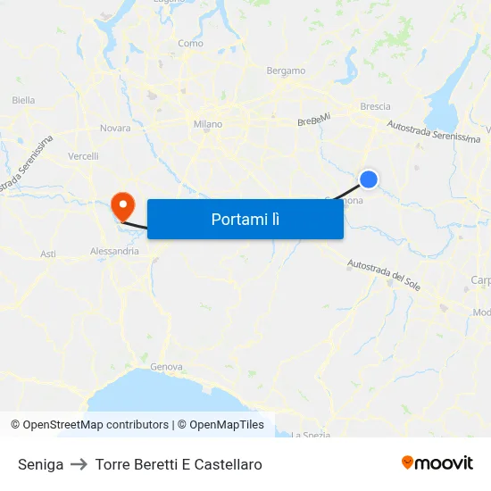 Seniga to Torre Beretti E Castellaro map