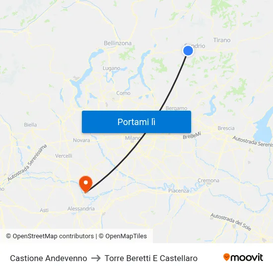 Castione Andevenno to Torre Beretti E Castellaro map
