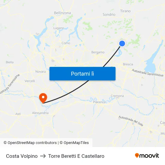Costa Volpino to Torre Beretti E Castellaro map