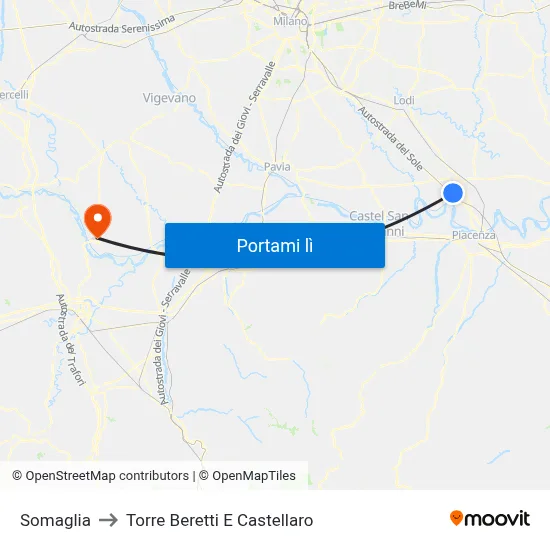 Somaglia to Torre Beretti E Castellaro map