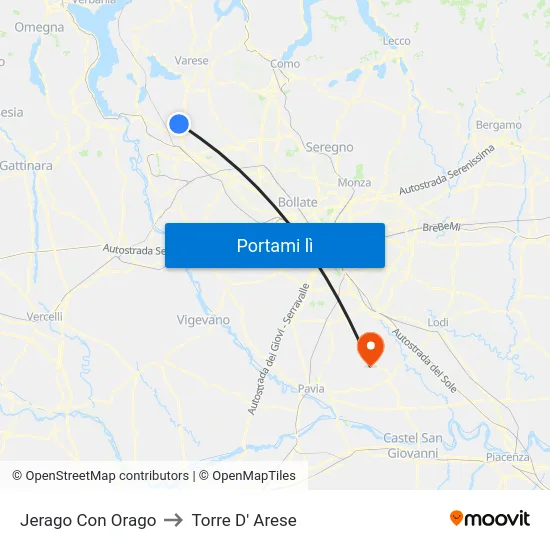 Jerago Con Orago to Torre D' Arese map