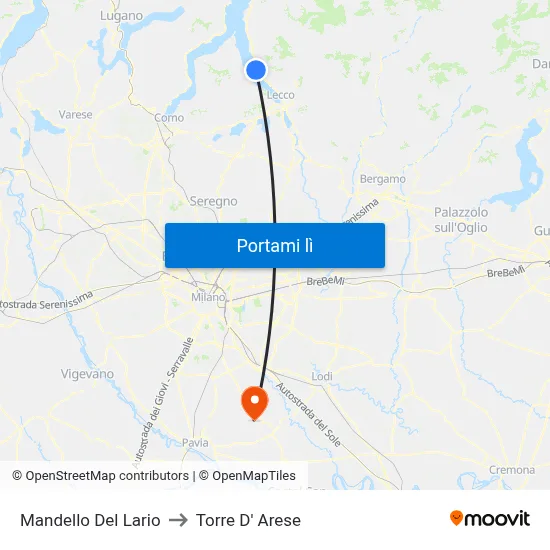 Mandello Del Lario to Torre D' Arese map
