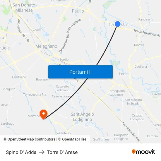 Spino D' Adda to Torre D' Arese map