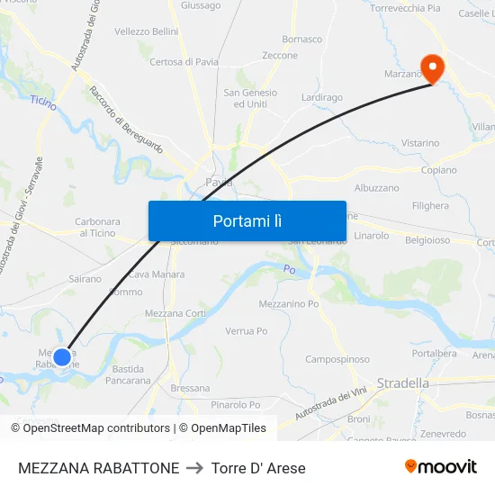 MEZZANA RABATTONE to Torre D' Arese map