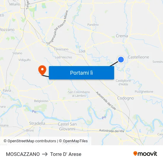 MOSCAZZANO to Torre D' Arese map
