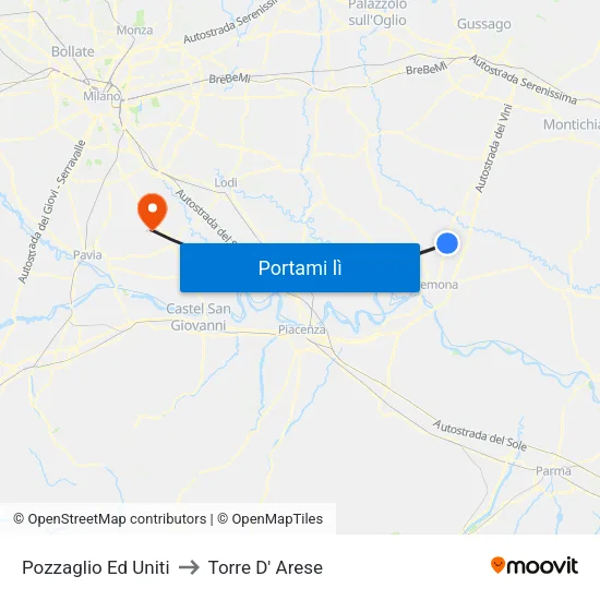 Pozzaglio Ed Uniti to Torre D' Arese map