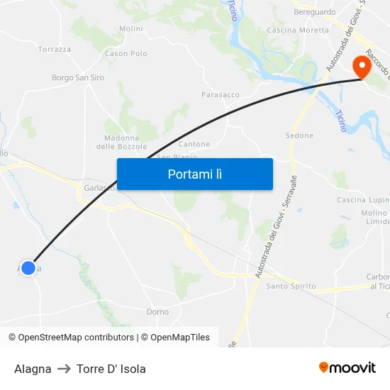 Alagna to Torre D' Isola map