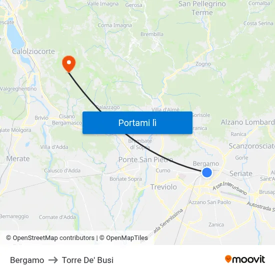 Bergamo to Torre De' Busi map