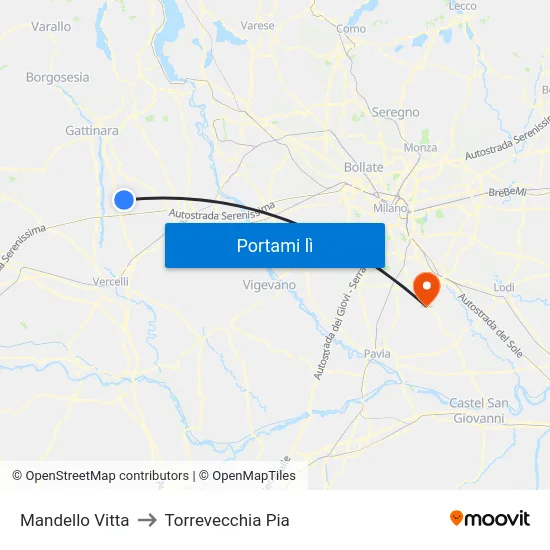 Mandello Vitta to Torrevecchia Pia map