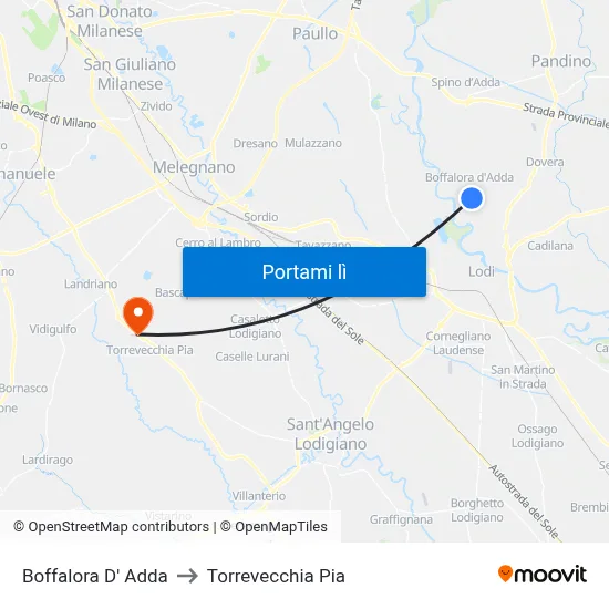 Boffalora D' Adda to Torrevecchia Pia map