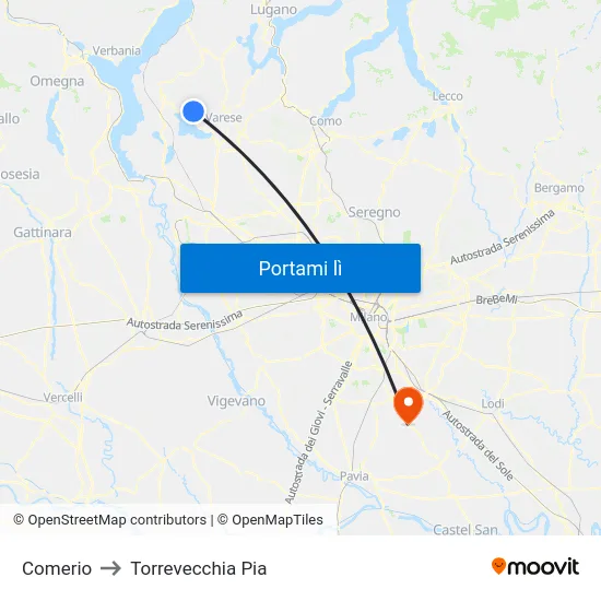 Comerio to Torrevecchia Pia map