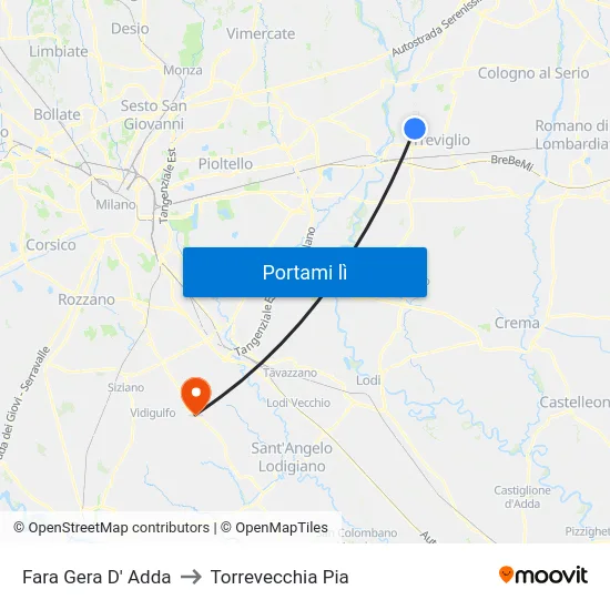 Fara Gera D' Adda to Torrevecchia Pia map