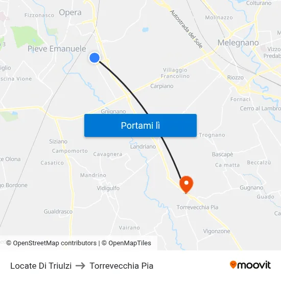Locate Di Triulzi to Torrevecchia Pia map