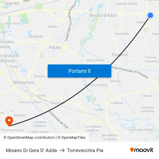 Misano Di Gera D' Adda to Torrevecchia Pia map