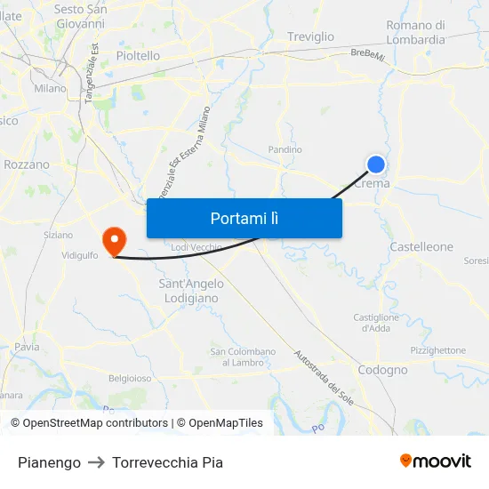 Pianengo to Torrevecchia Pia map