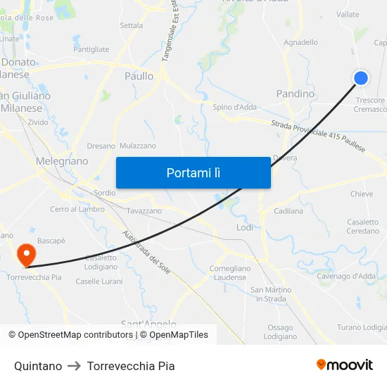 Quintano to Torrevecchia Pia map