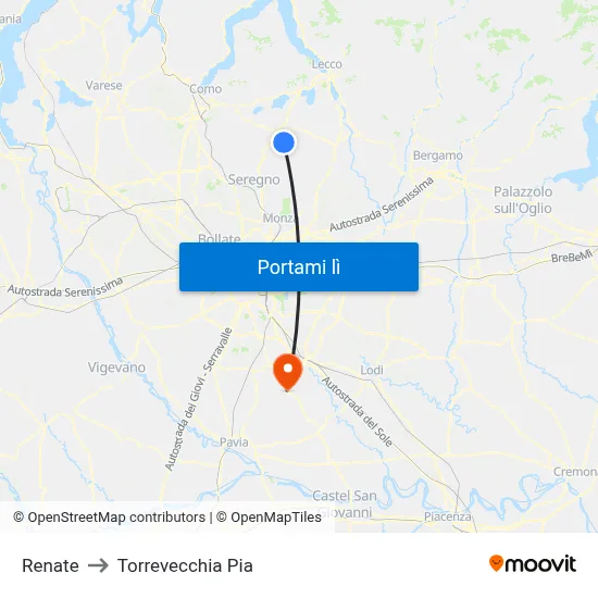 Renate to Torrevecchia Pia map
