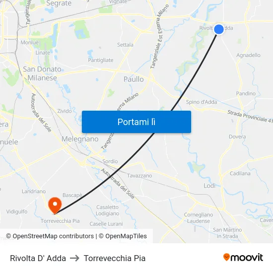 Rivolta D' Adda to Torrevecchia Pia map