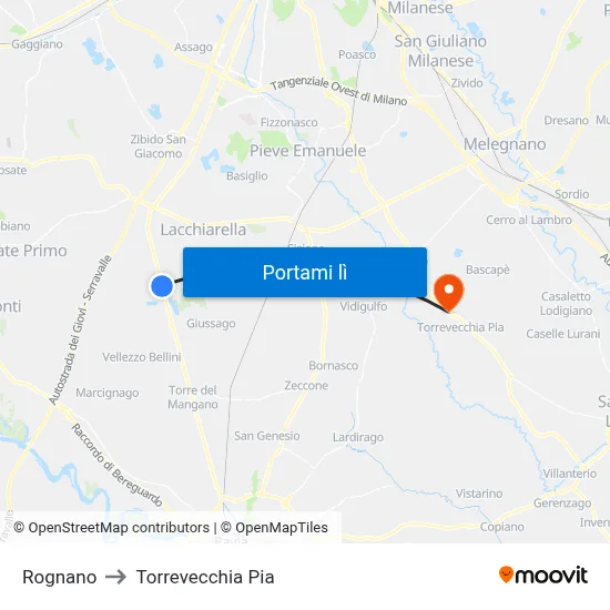 Rognano to Torrevecchia Pia map