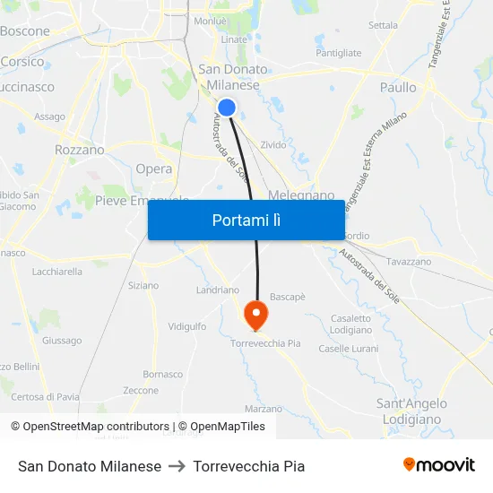 San Donato Milanese to Torrevecchia Pia map