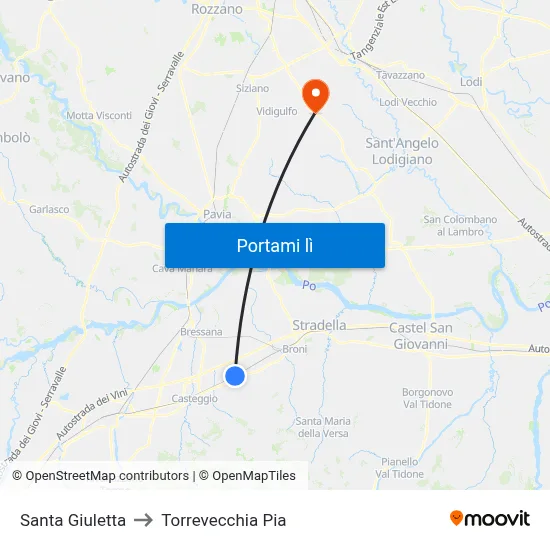 Santa Giuletta to Torrevecchia Pia map