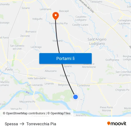 Spessa to Torrevecchia Pia map