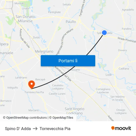 Spino D' Adda to Torrevecchia Pia map