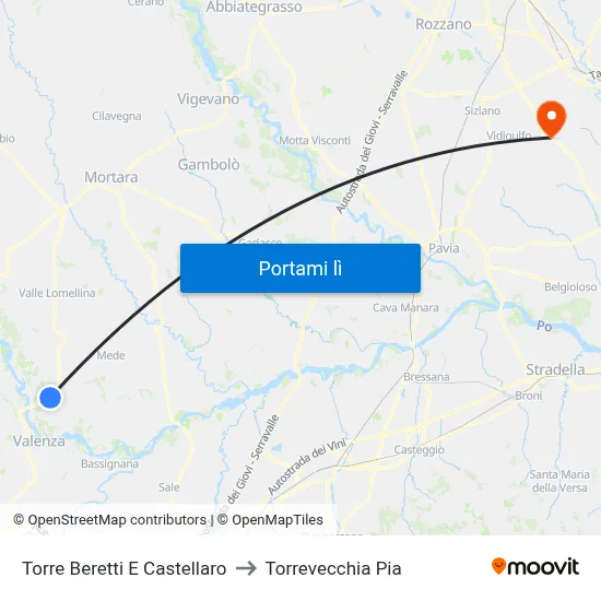 Torre Beretti E Castellaro to Torrevecchia Pia map