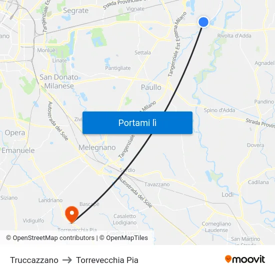 Truccazzano to Torrevecchia Pia map