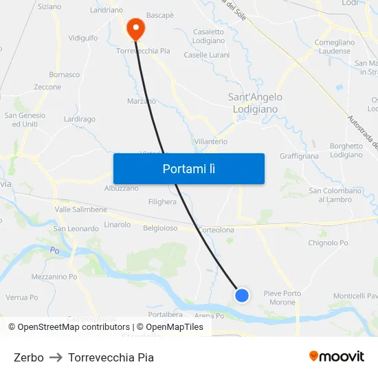 Zerbo to Torrevecchia Pia map