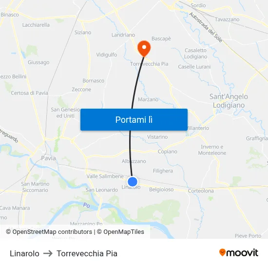 Linarolo to Torrevecchia Pia map