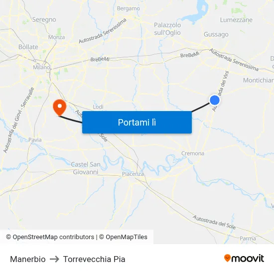 Manerbio to Torrevecchia Pia map
