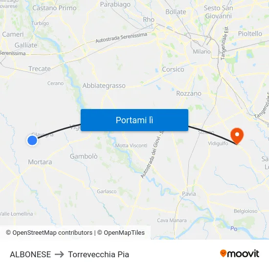 ALBONESE to Torrevecchia Pia map
