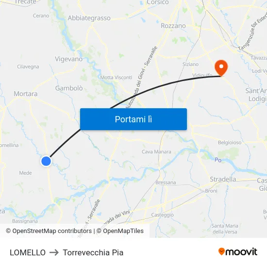 LOMELLO to Torrevecchia Pia map