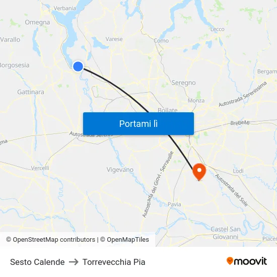Sesto Calende to Torrevecchia Pia map