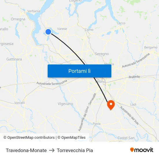 Travedona-Monate to Torrevecchia Pia map