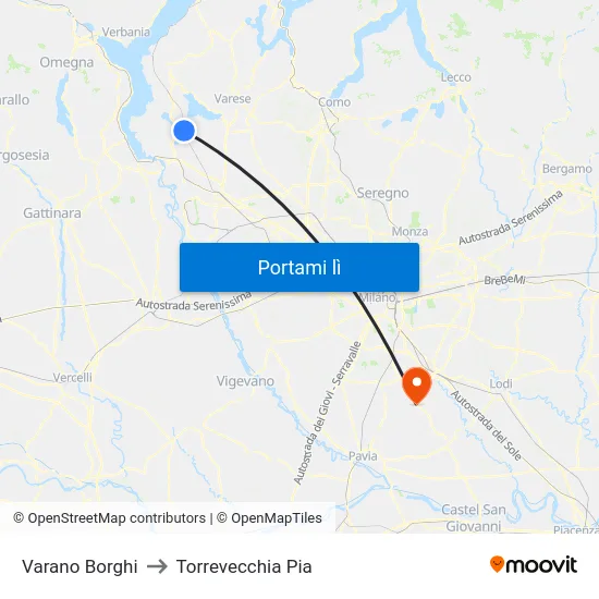 Varano Borghi to Torrevecchia Pia map